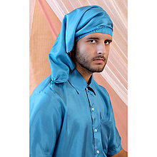 Pánske oblečenie - Max - čiapka na spanie, modrá, hodváb - 15973463_