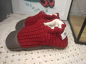 Detské topánky - Capačky červená pleteninka 18,2 x 7,4cm  - 15973712_