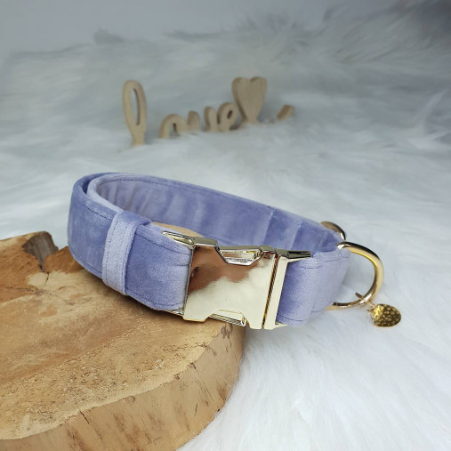 Baxie lavender lila zamatový handmade obojok pre psa fialový, levanduľový