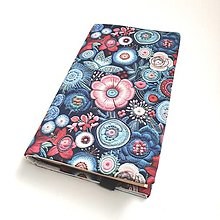 Papiernictvo - Obal na knihu otvárací - vyšívané kvety v modrom (potlač) - 15974011_