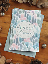 Papiernictvo - Vianočná pohľadnica Les - 15975991_