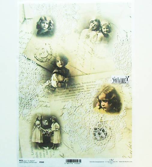 Ryžový papier na decoupage - A4-R560 - vintage, deti