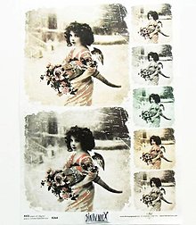 Papier - Ryžový papier na decoupage - A4 - R264 - dievčatko, nostalgia - 15975390_