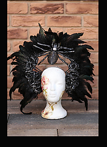 Ozdoby do vlasov - Halloween koruna "Čierna vdova" - 15975238_