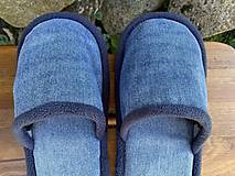 Ponožky, pančuchy, obuv - Denim papuče s modrým lemom - 15976226_