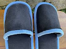Ponožky, pančuchy, obuv - Čierne riflové papuče s belasým lemom - 15976453_