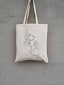 Nákupné tašky - •ručne maľovaná plátená taška - Žena a pes• - 15974772_
