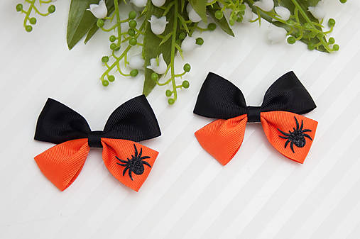 Detské doplnky - Sponka do vlasov mašlička - Halloween oranžová - 15977233_