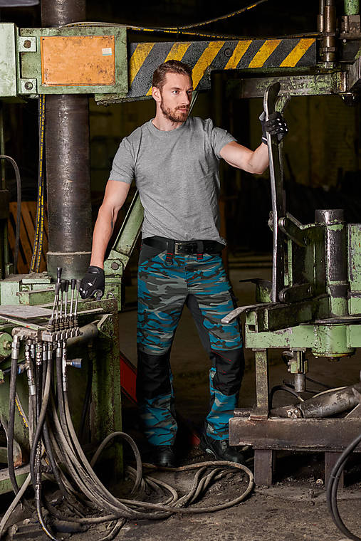 Polotovary - Pánske nohavice VERTEX CAMO camouflage petrol C1 - 15975337_
