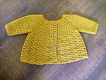 Detské oblečenie - Hačkovaný žltý svetrík - 15980868_