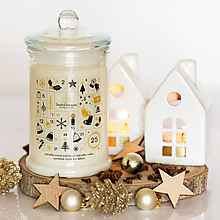 Svietidlá a sviečky - Sviečka zo sójového vosku v skle - "Adventný Kalendár" 275g/70hod - 15980315_