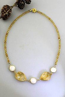 Náhrdelníky - citrín a mesačný kameň náhrdelník luxusný - 15980840_