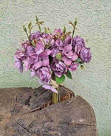 Iný materiál - Kytička z hortenzíí a ruží 30cm* - dekorácia (Fialová) - 15978120_