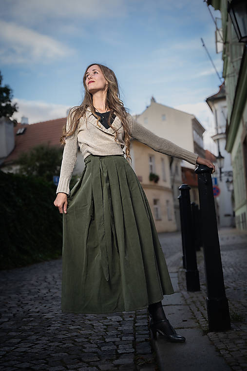 Sukne - DLOUHÁ MANŠESTROVÁ KHAKI - 15978341_