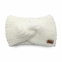 Čiapky, čelenky, klobúky - Dámska pletená čelenka na zimu biela - 15980157_