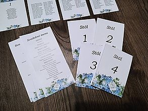 Papiernictvo - Číslovanie stolov vzor modrá hortenzia - 15978419_