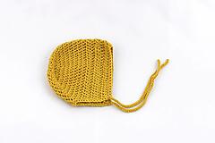 Detské čiapky - Horčicový čepiec pre novorodenca MERINO/BAVLNA - 15979795_