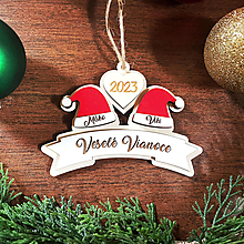 Dekorácie - Vianočné ozdoby s personalizáciou, z dreva – čapice s dvoma menami - 15980911_