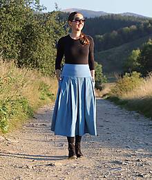 Sukne - Trojštvrťová sukňa "modrá" prací kord - 15978046_