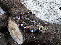 Pánske šperky - Korále dřevěné béžová + modrá + hnědá - 15980327_