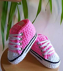 Detské topánky - Háčkované tenisky jasnoružové - 15982926_