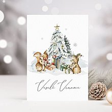 Papiernictvo - Otváracia vianočná pohľadnica Zima v lese 6 - 15982970_