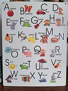 Hračky - Anglická abeceda - tabuľka z dreva 27x35 - 15982978_