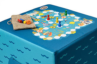 Hračky - Hracia kocka - o zlatej rybke, molitanová taburetka s vreckom - 15981807_