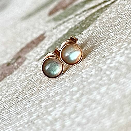 Labradorite Rose Gold Plated AG925 Earrings / Strieborné náušnice s labradoritom pozlátené ruž. zlatom E013