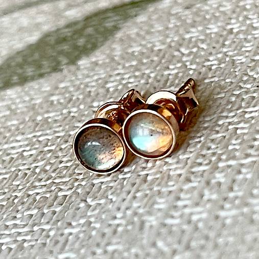 Labradorite Rose Gold Plated AG925 Earrings / Strieborné náušnice s labradoritom pozlátené ruž. zlatom E013