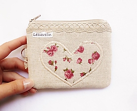 Peňaženky - Mini peňaženka - Srdce (+zadný zips) - 15986539_