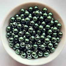 Korálky - Voskované perly 4mm-60ks (zelená malachit) - 15988229_