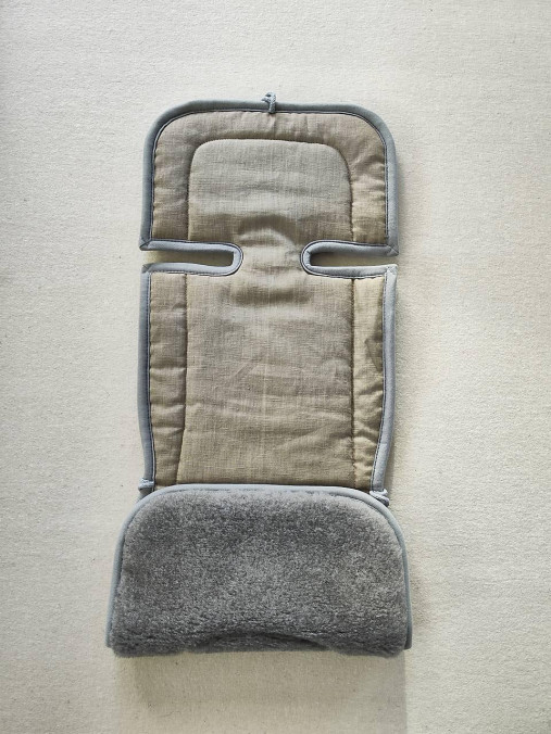 Detský textil - Vlnienka Podložka do kočíka X-LANDER X-MOVE 100% ovčie rúno MERINO TOP SUPER WASH Grey 100% ľan Beige - 15986932_