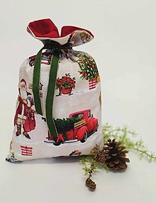 Úžitkový textil - Mikulášske vrecko na sladkosti (vrecko so zelenou šnúrkou) - 15986244_