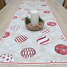 Úžitkový textil - MIRELA - vianočné gule červené - vianočný obrus - 15984991_