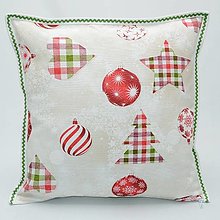 Úžitkový textil - MIRELA - vianočné gule, stromy a hviezdy - obliečka na vankúš 40x40 - 15985941_