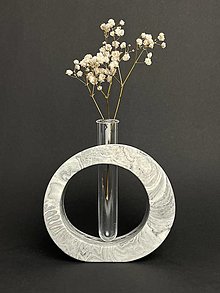 Dekorácie - Sivý set svietniky, váza, miska z jesmonite (Váza) - 15988045_
