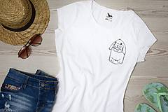 Topy, tričká, tielka - Tričko Ušiak v náprsnom vrecku - 15987359_