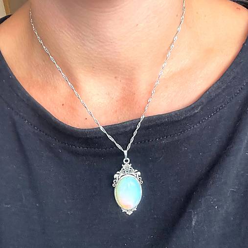 ZĽAVA 30% Opalite Antique Silver Pendant / Prívesok s opalitom P101