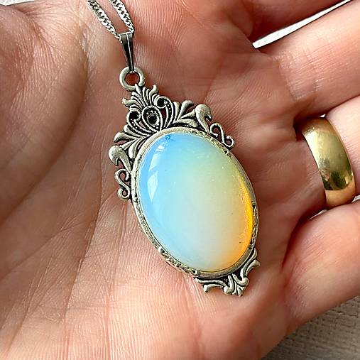 ZĽAVA 30% Opalite Antique Silver Pendant / Prívesok s opalitom P101