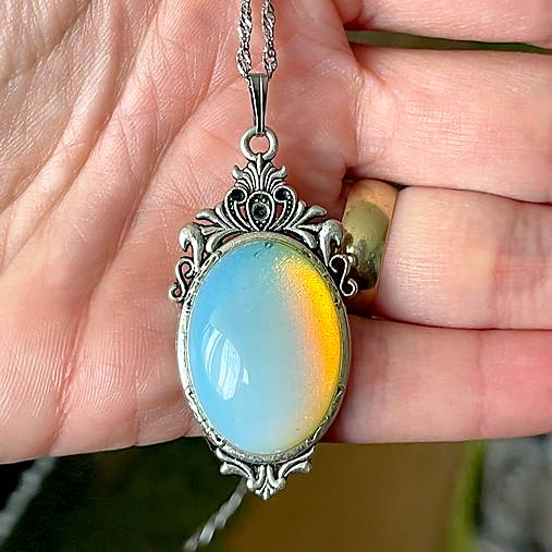 ZĽAVA 30% Opalite Antique Silver Pendant / Prívesok s opalitom P101