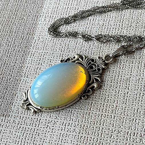 ZĽAVA 30% Opalite Antique Silver Pendant / Prívesok s opalitom P101