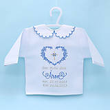 Detské oblečenie - Modrá košieľka na krst s krásnym ornamentovým srdiečkom a krížikom - 15989004_