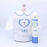 Detské oblečenie - Modrá košieľka na krst s krásnym ornamentovým srdiečkom a krížikom - 15989007_