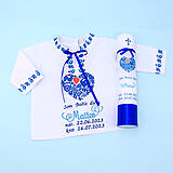 Detské oblečenie - Košieľka na krst v ľudovom štýle modrá - 15989045_