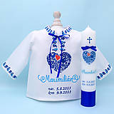 Detské oblečenie - Košieľka na krst v ľudovom štýle modrá - 15989076_