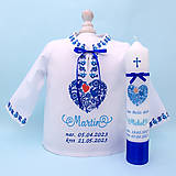 Detské oblečenie - Košieľka na krst v ľudovom štýle modrá - 15989101_