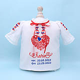 Detské oblečenie - Dievčenská košieľka na krst v ľudovom štýle s krátkym rukávom - 15989153_