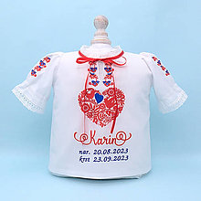 Detské oblečenie - Dievčenská košieľka na krst v ľudovom štýle s krátkym rukávom - 15989153_