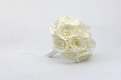 Kytice pre nevestu - Saténová kytica svadobná slonovinová ruže - 15989811_